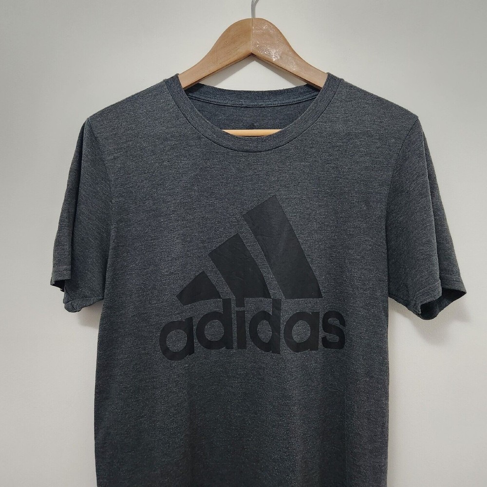 ADIDAS Men's Grey Crew Neck T Shirt Logo Print Size S